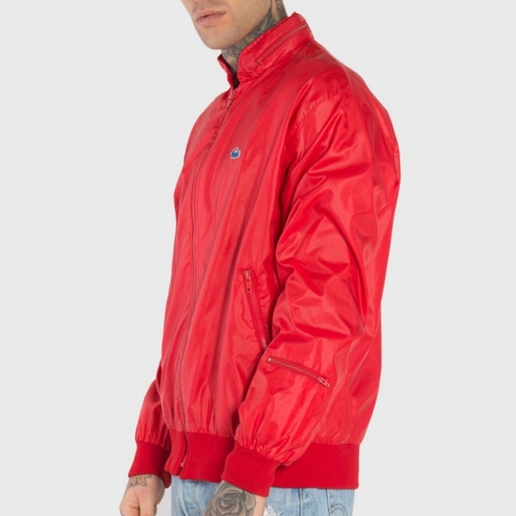 Vintage 80s Izod Lacoste Red Nylon Rain Jacket L - Picture 5 of 12